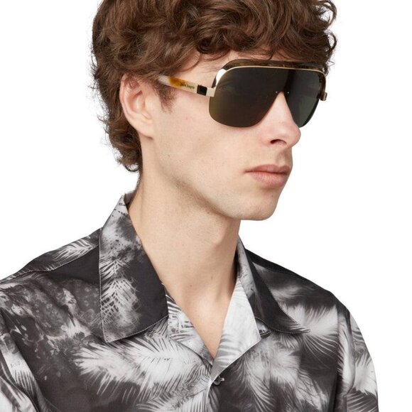 Palm Angels PERI10I KING 6064 Shield Sunglasses - Havana Gold /Brown - Picture 3 of 10